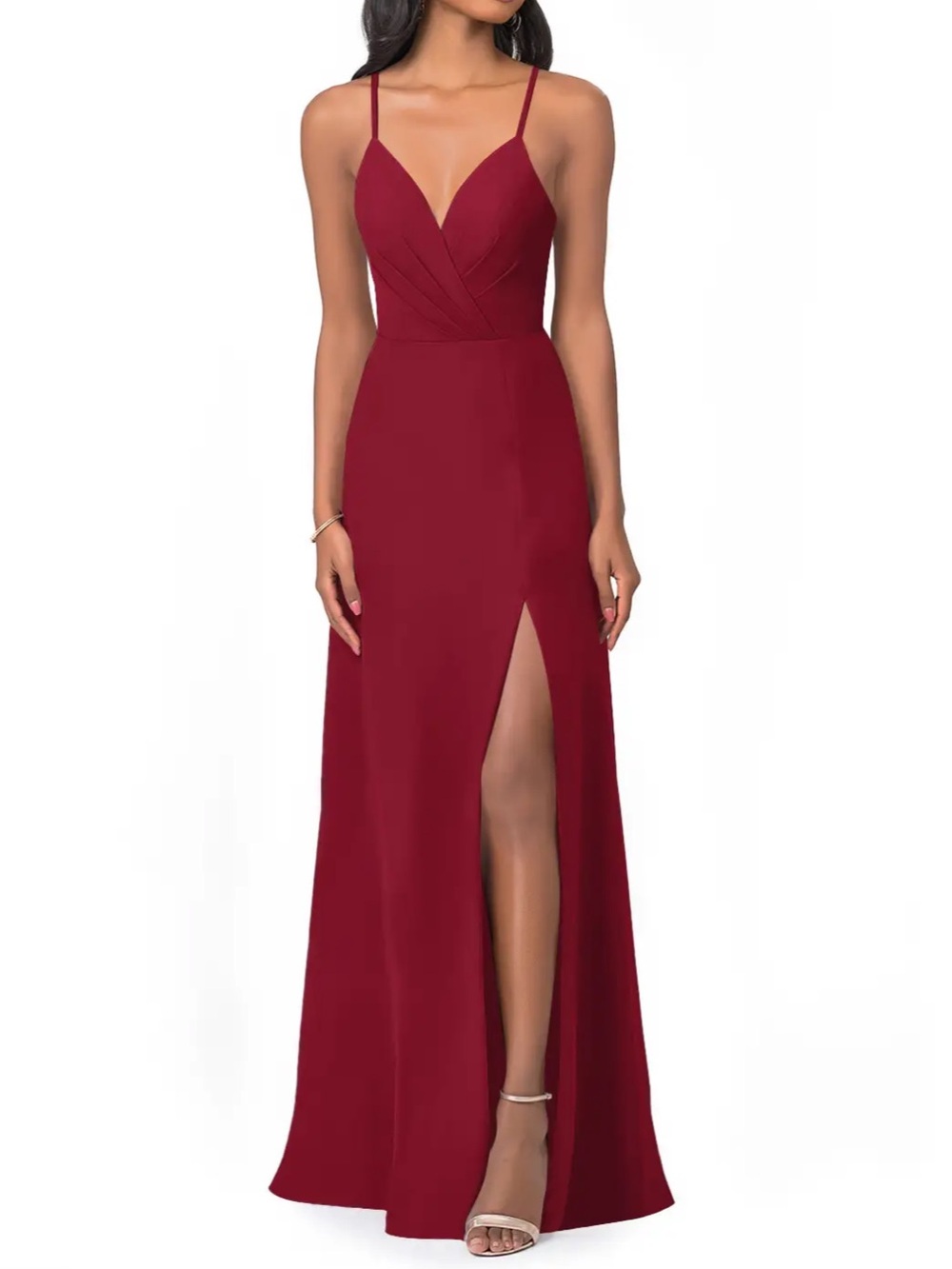 Azazie Everleigh Chiffon A-Line Bridesmaid Dress Burgundy Wine A6